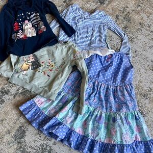 Set 7/8 girls long sleeves (Vineyard Vines, YZ, Disney S) & Eleanor Rose dress